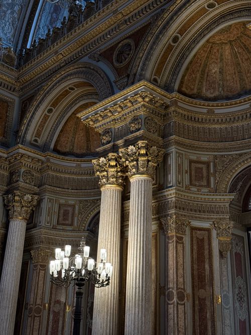 Free Intricate interior arches and columns of Dolmabahçe Palace, Istanbul. Stock Photo