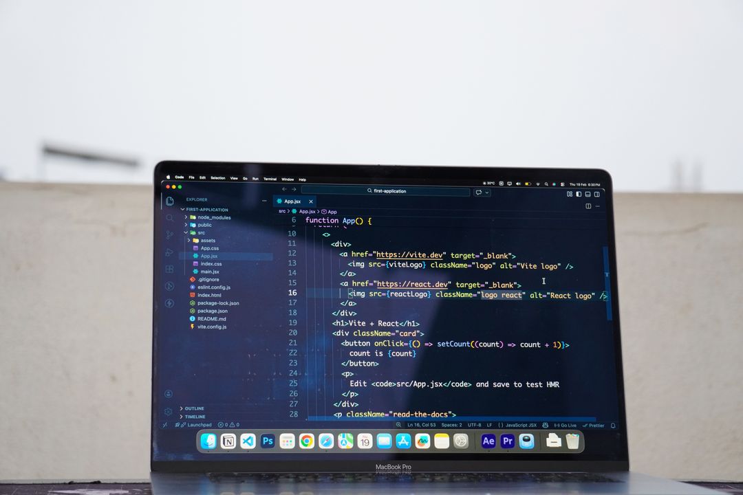 web design vs web development - clean split-screen illustration showing a web designer working in Figma on one side and a pol