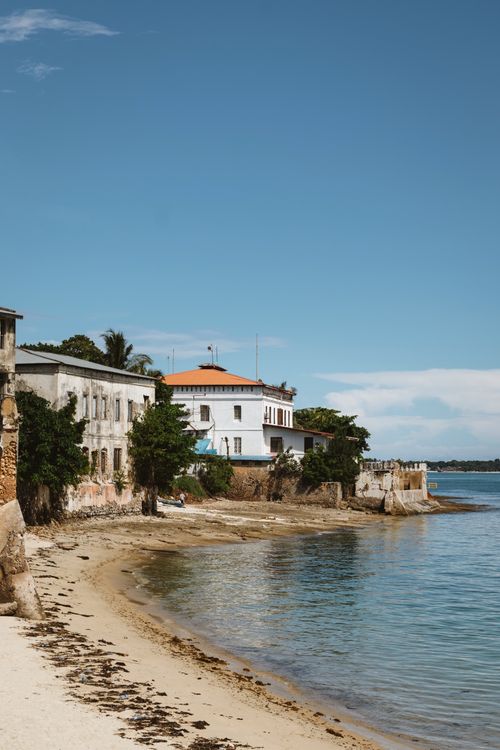 Free Picturesque view of historic Stone Town architecture along the Zanzibar coast in Tanzania. Stock Photo