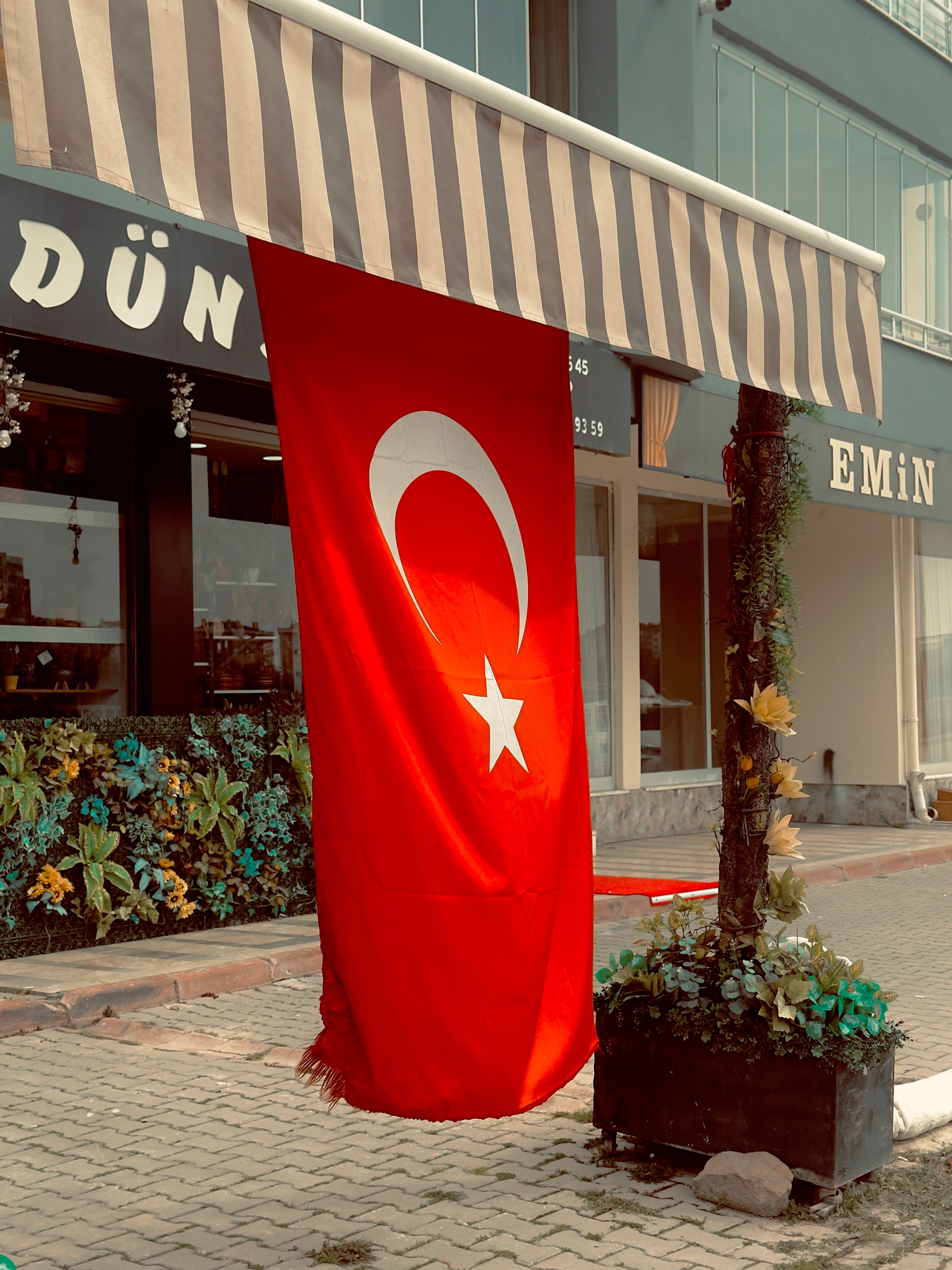 Turkish Flag Displayed on Outdoor Street · Free Stock Photo