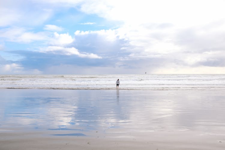 Person Walking On Beach