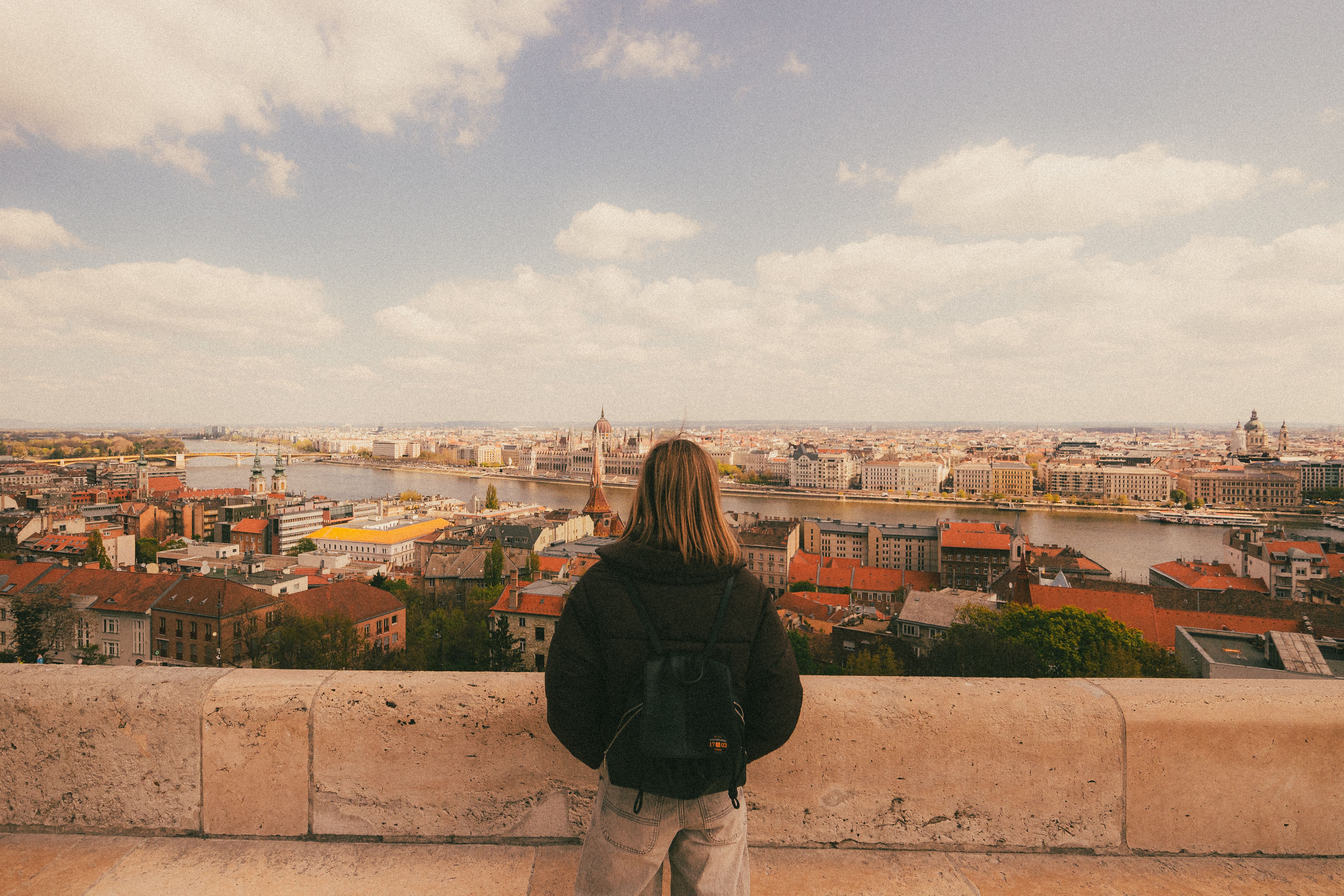 Back View of Woman Overlooking Budapest Cityscape · Free Stock Photo