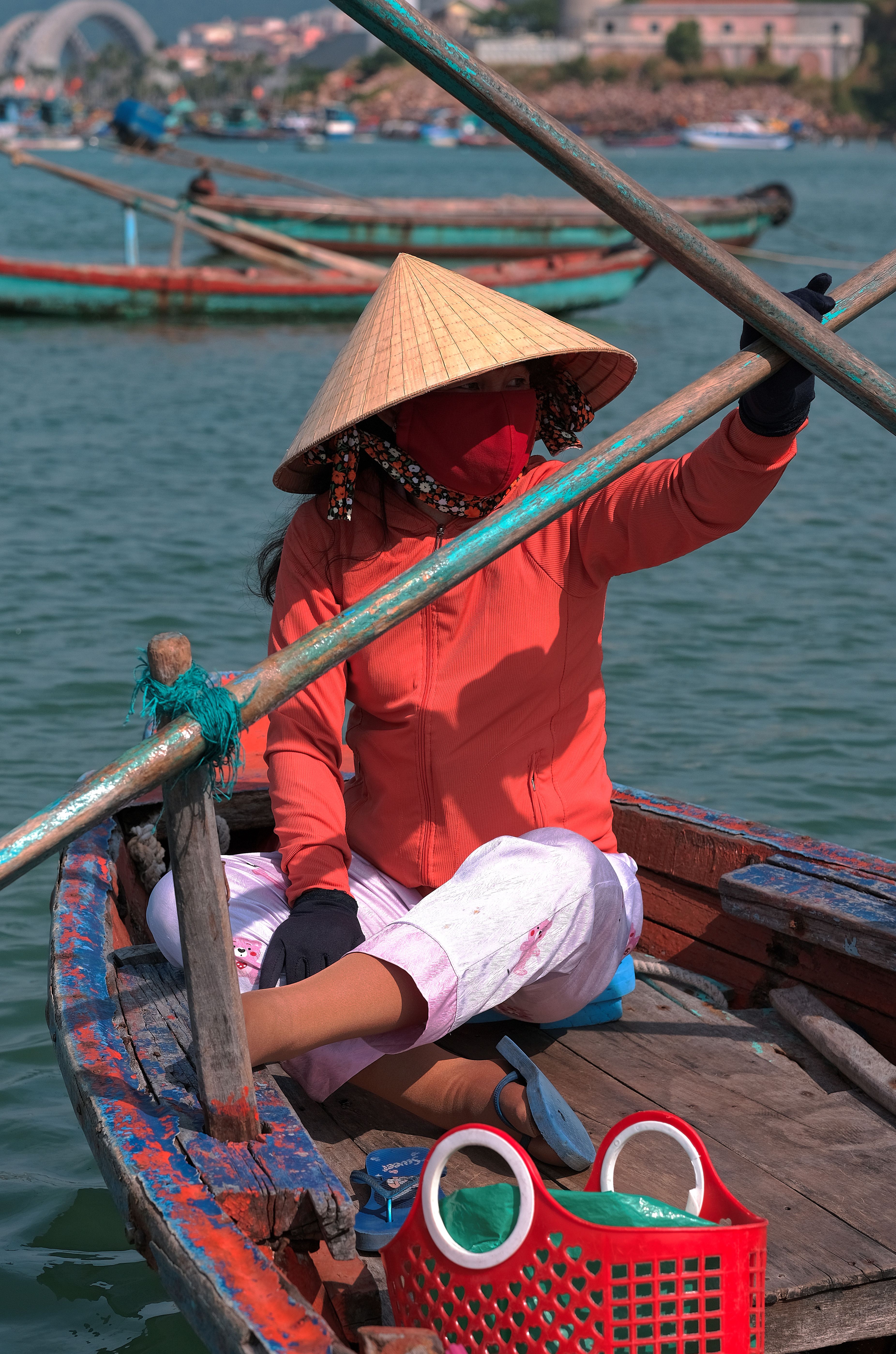 Woman Rowing Traditional Boat in Phu Quoc · Free Stock Photo