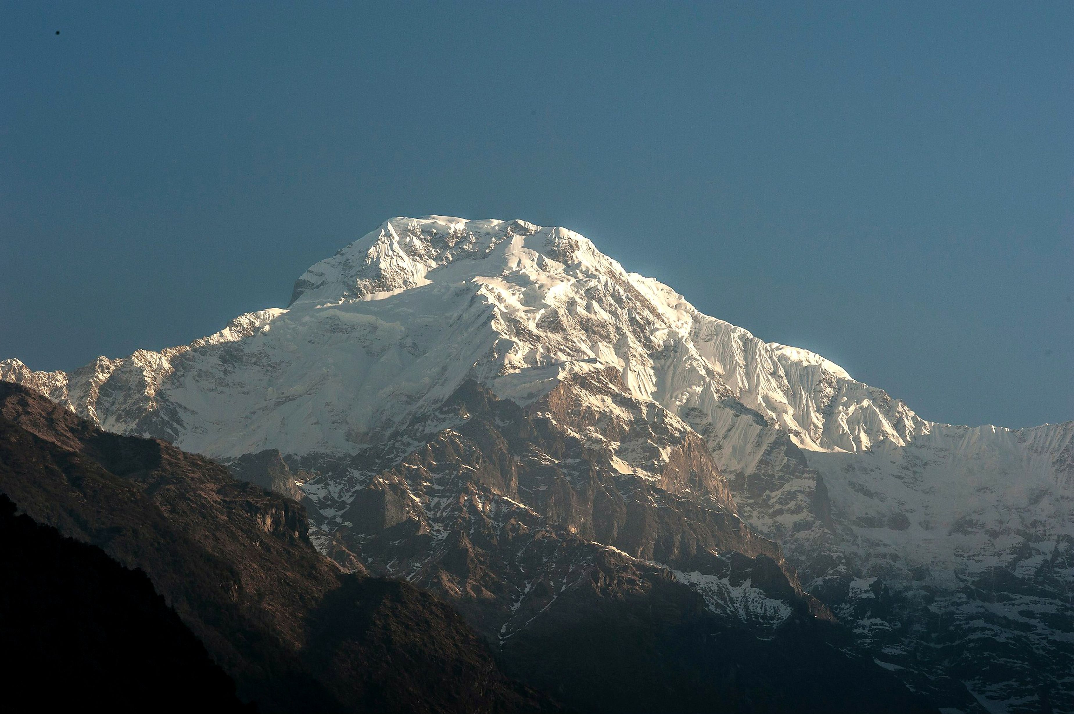 Broad Peak Expedition Pakistan - Dramatic view of Annapurna South in the Himalayas, capturing the snow-capped beauty in Nepal.