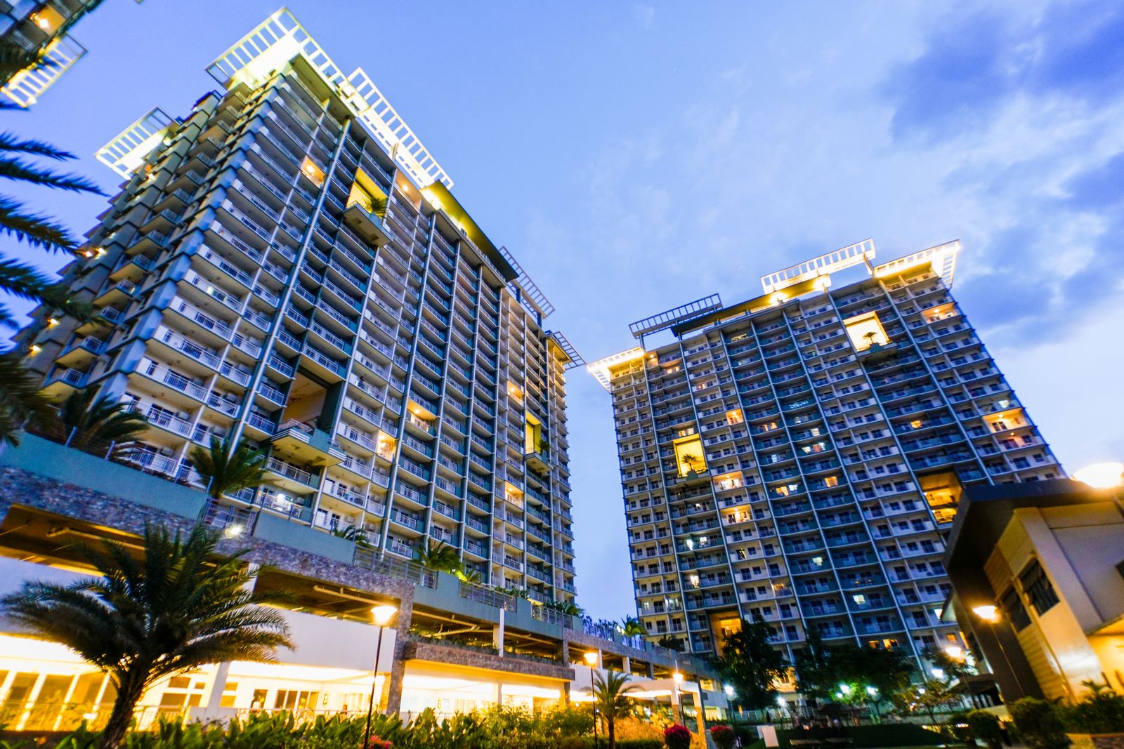 Modern urban towers at twilight