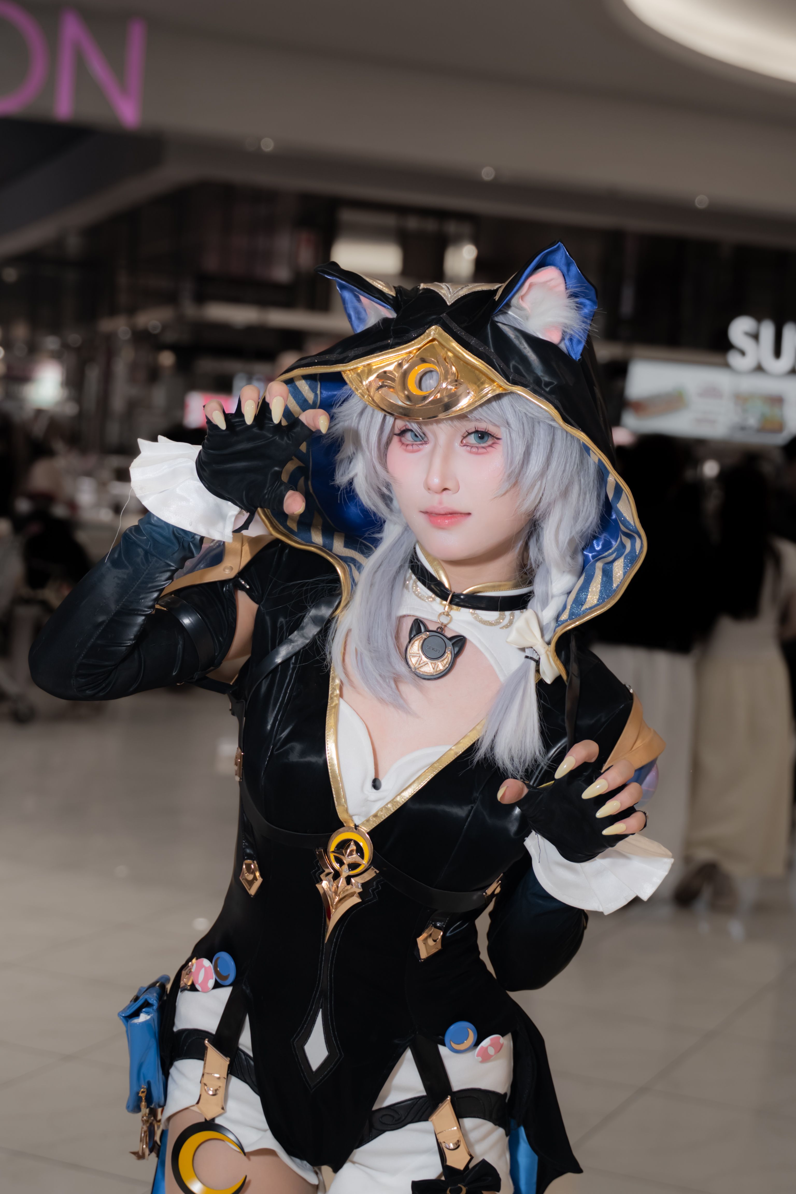 Vibrant Cosplay of Fantasy Character in Mall