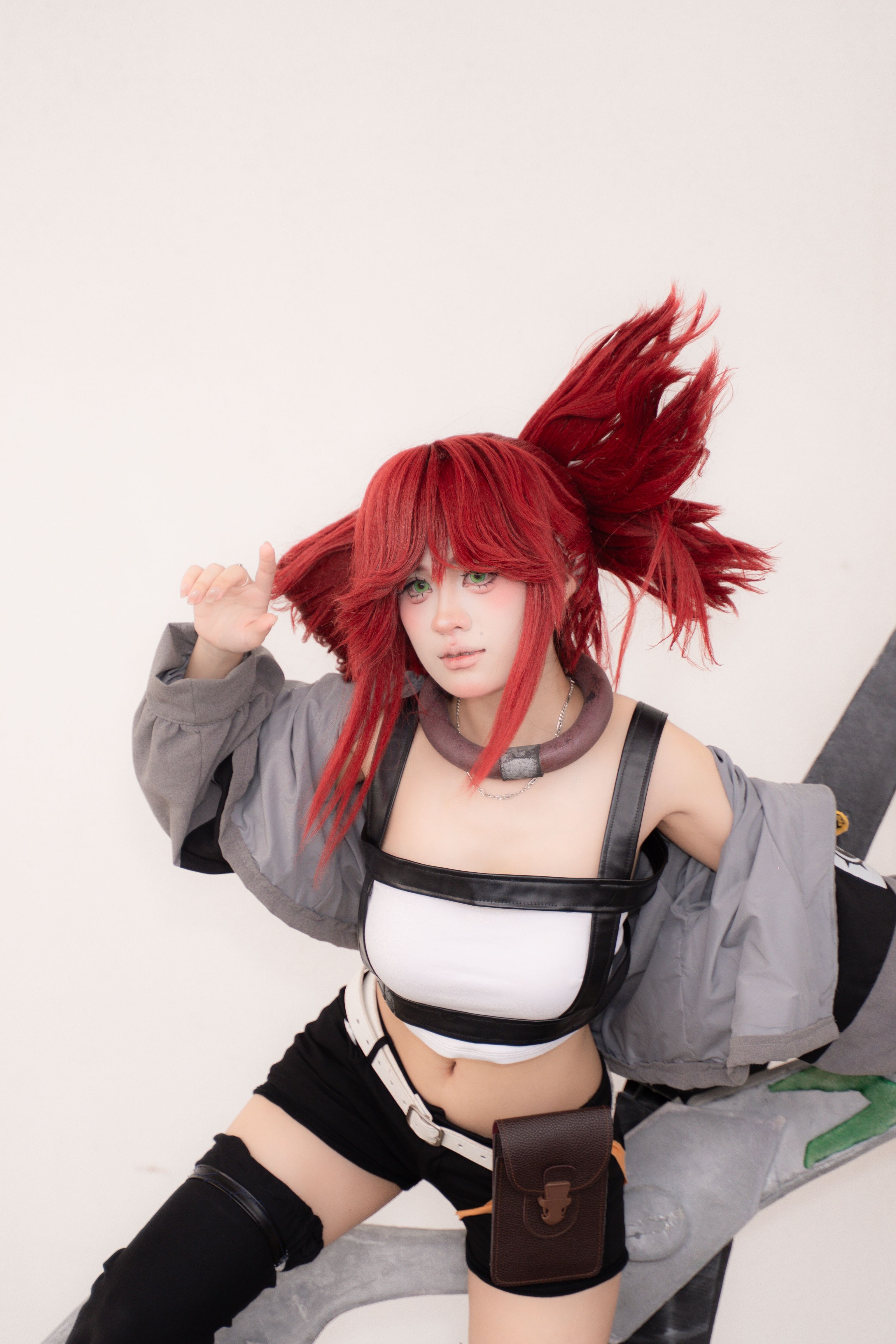 Dynamic Cosplay Portrait with Red Hair