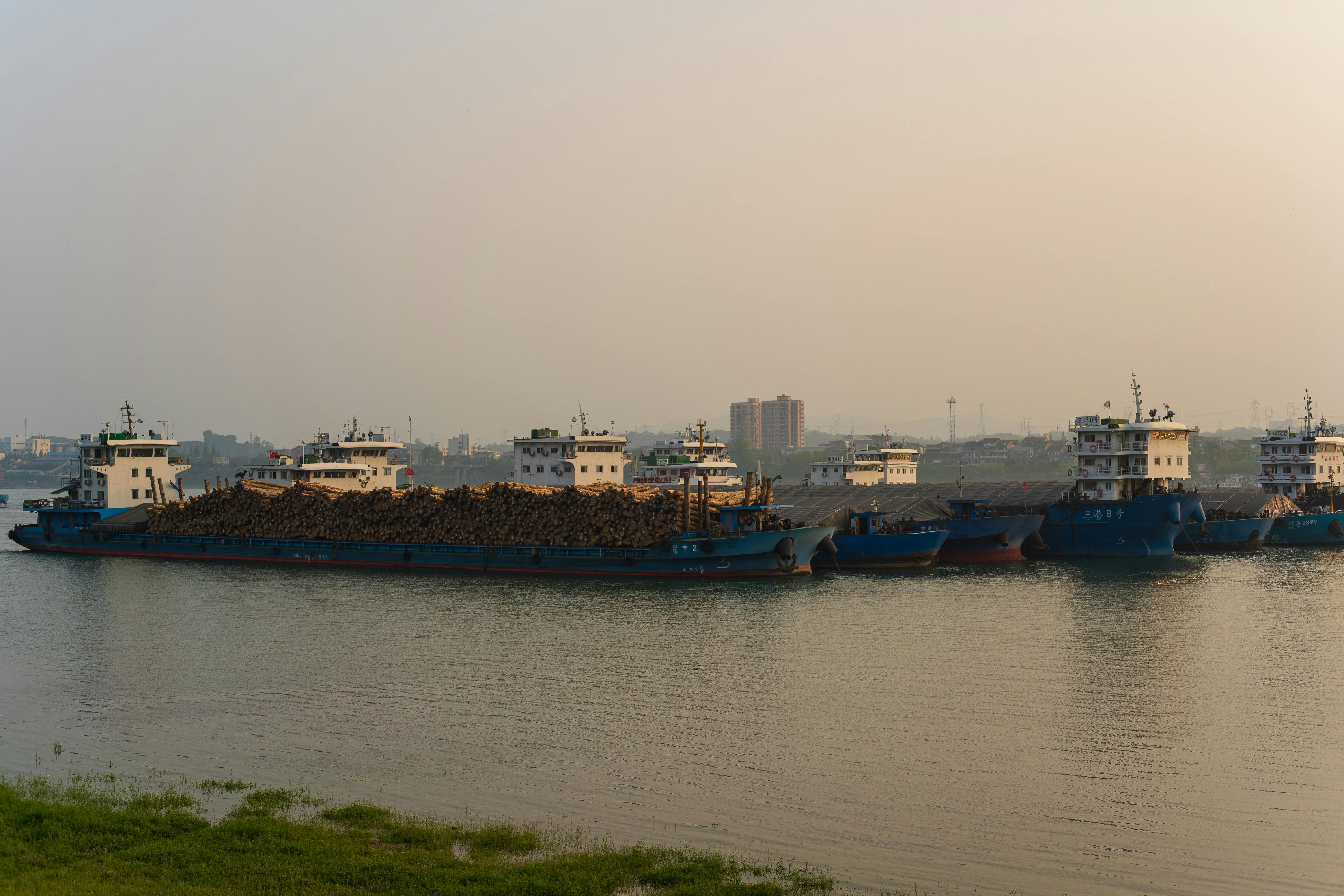 Cargo ship at a port in North Korea