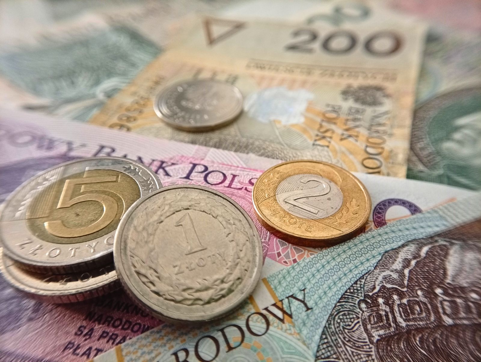 Polskie banknoty i monety podczas analizowania ochrony wynagrodzenia przed egzekucją