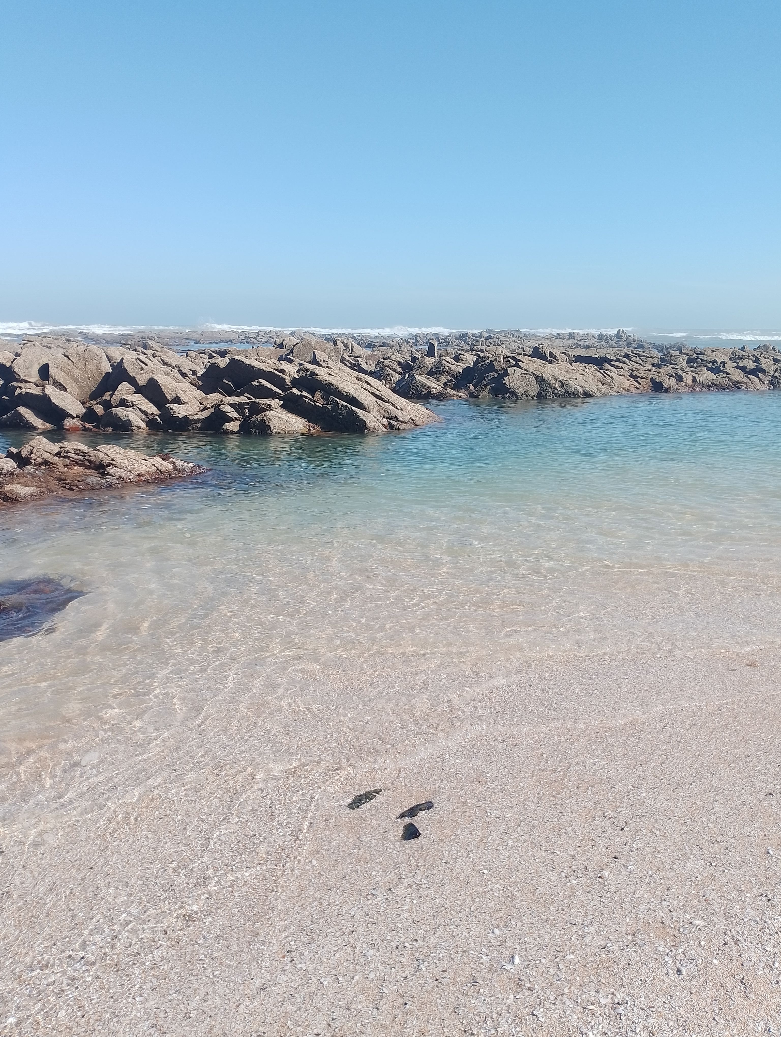 Serene Beach with Rocky Shoreline · Free Stock Photo
