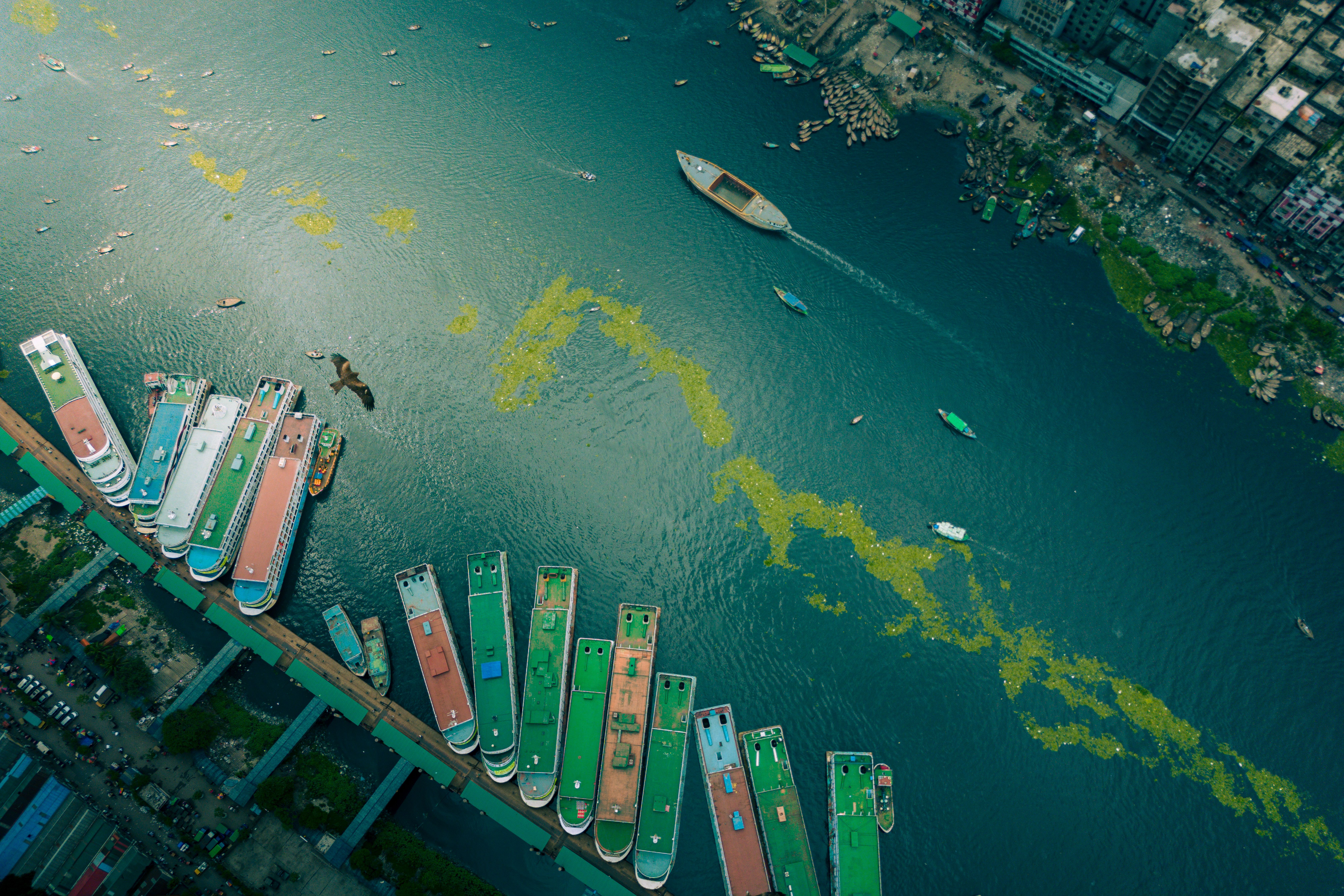 Aerial View of Boats Docked in a Busy Harbor · Free Stock Photo