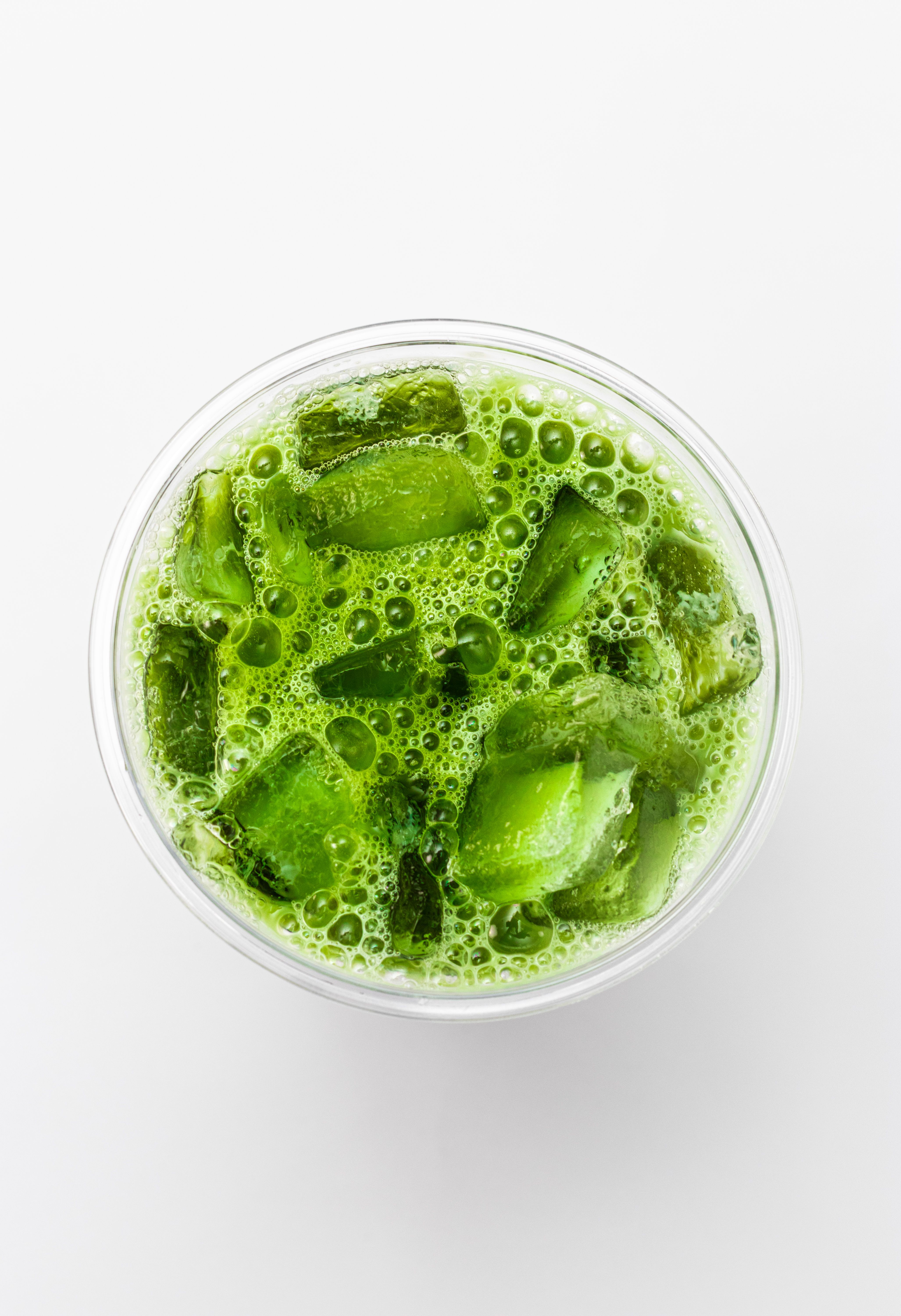 Refreshing Iced Matcha Latte Overhead View · Free Stock Photo