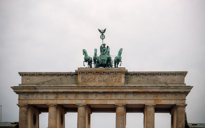 Brandenburg Gate Berlin Germany historic Pariser Platz night
