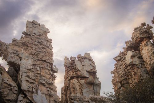 Free Scenic view of unique rock formations against a dramatic clouded sky in Brazil. Stock Photo