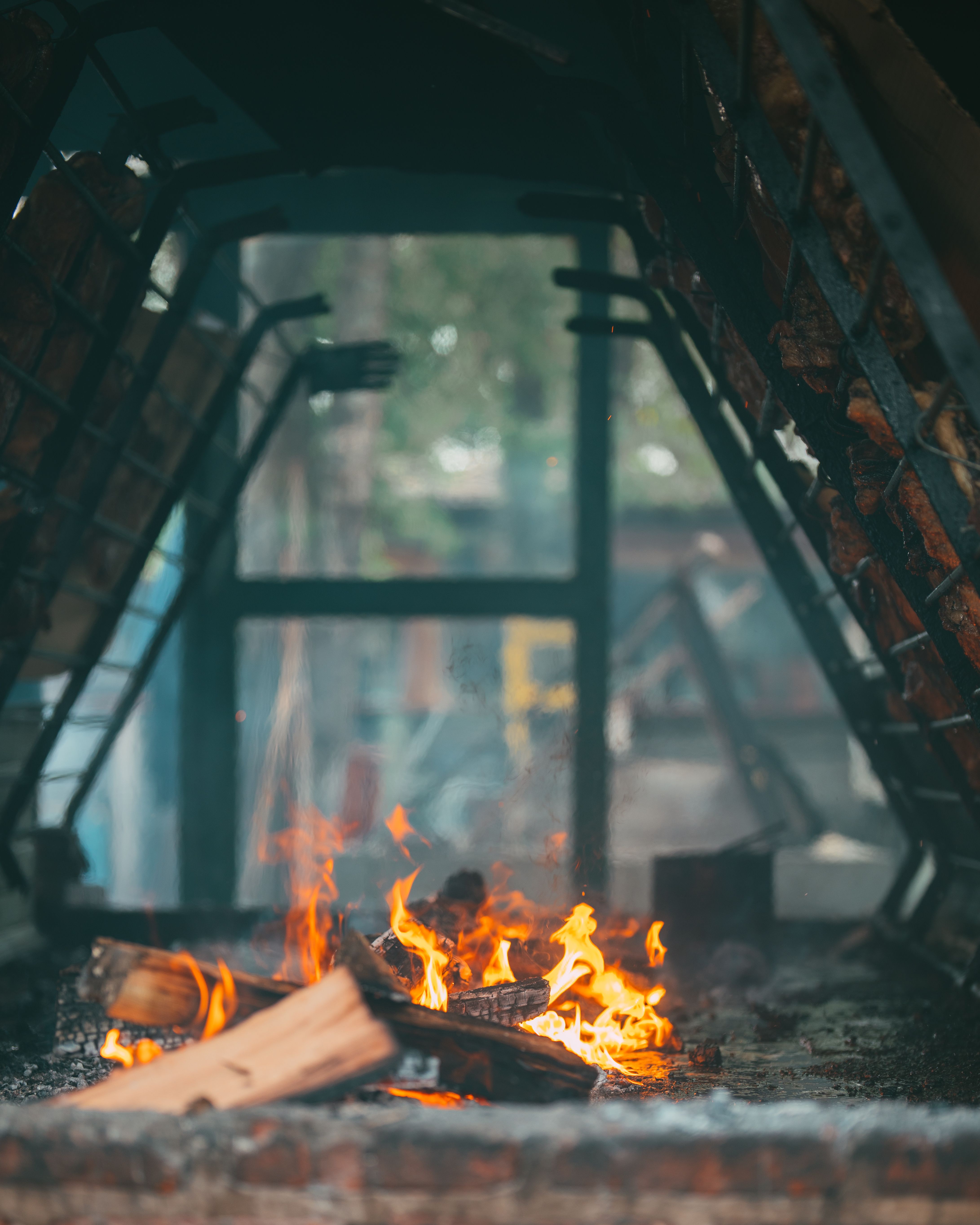 Close-up of a traditional Asado fire in Uribelarrea, capturing the essence of Argentine barbecue culture.