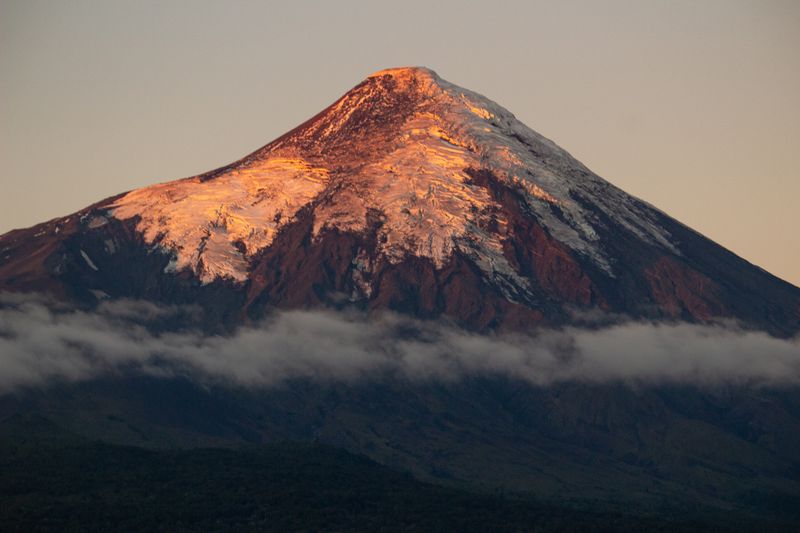 Cotopaxi volcano at sunset in the Ecuadorian Andes