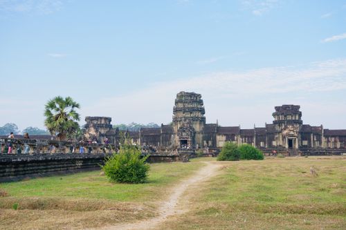 Free A captivating view of Angkor Wat, showcasing beautiful landscape architecture and the cultural heritage of Cambodia. Stock Photo