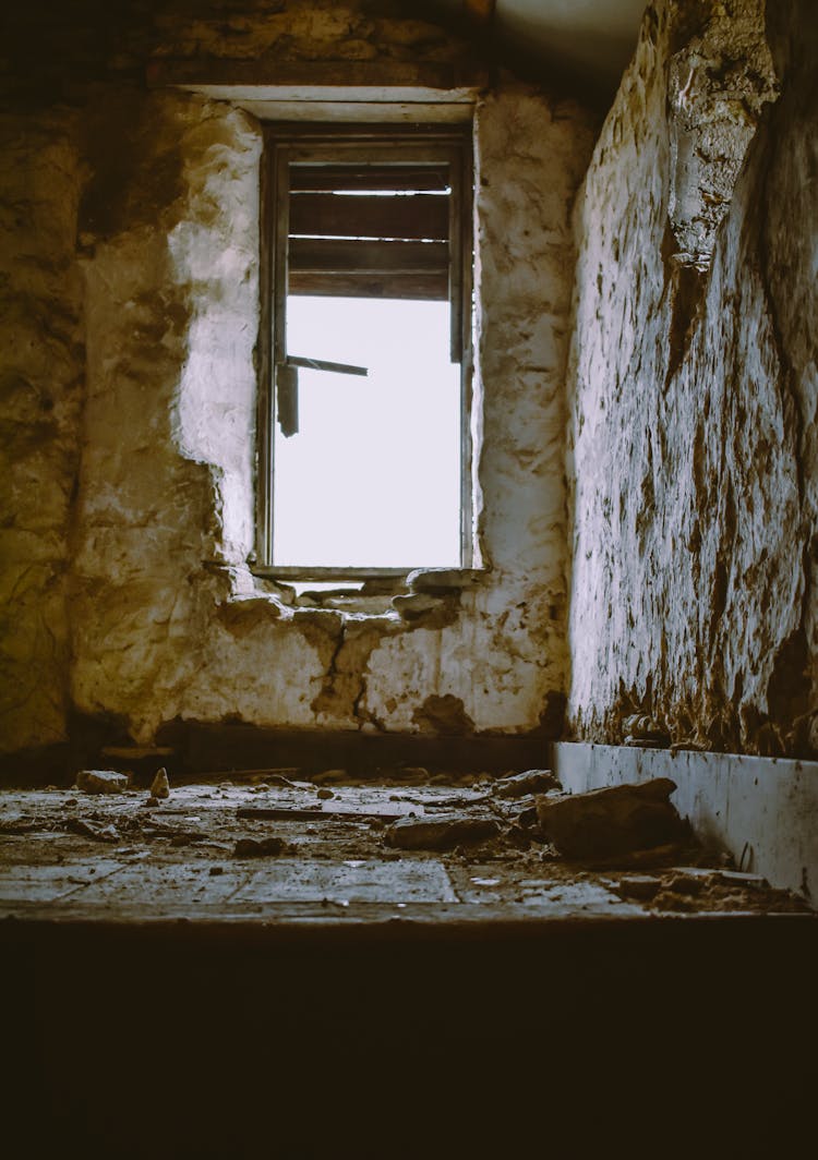 A Broken Wooden Window Frame 