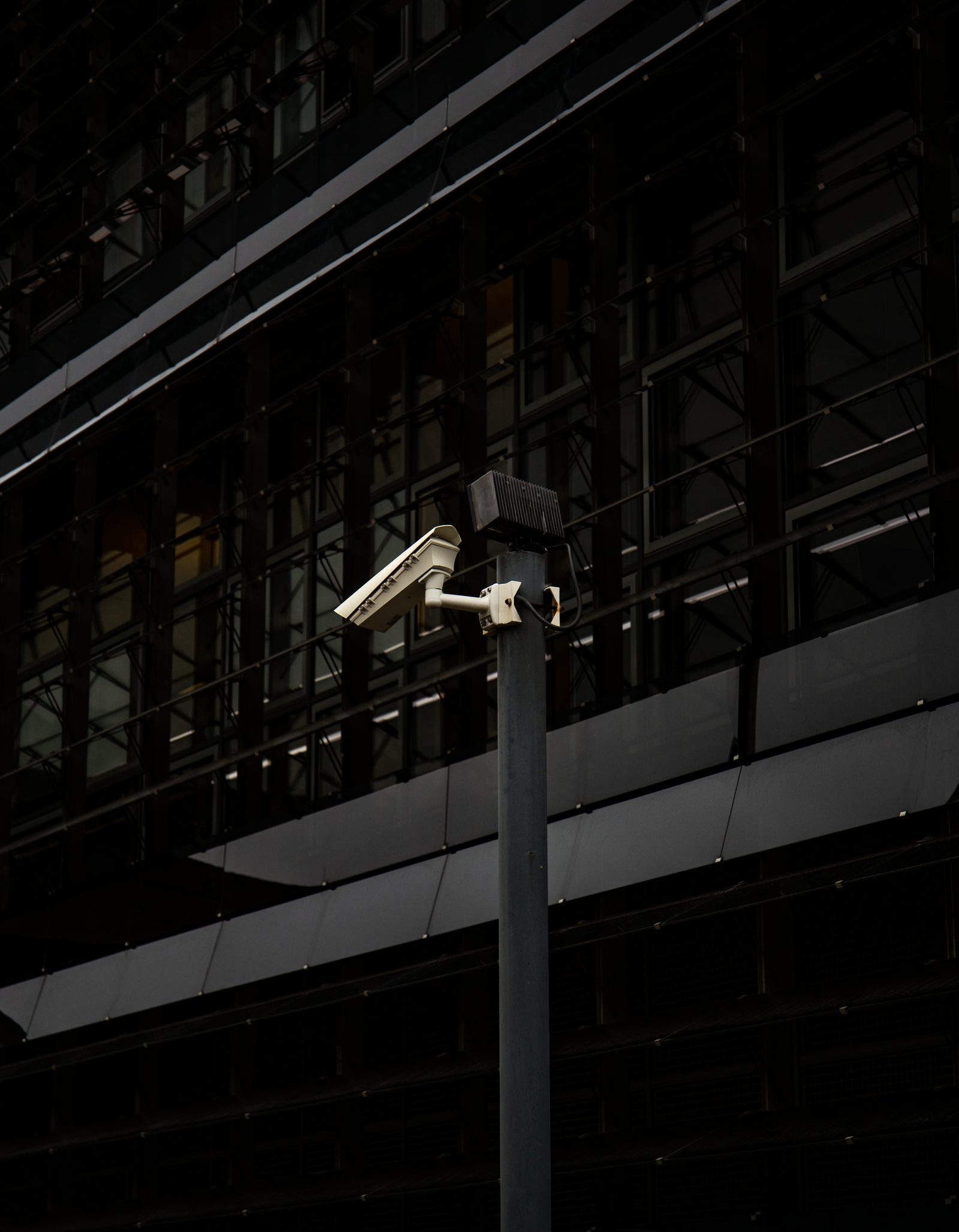 CCTV camera mounted on modern building
