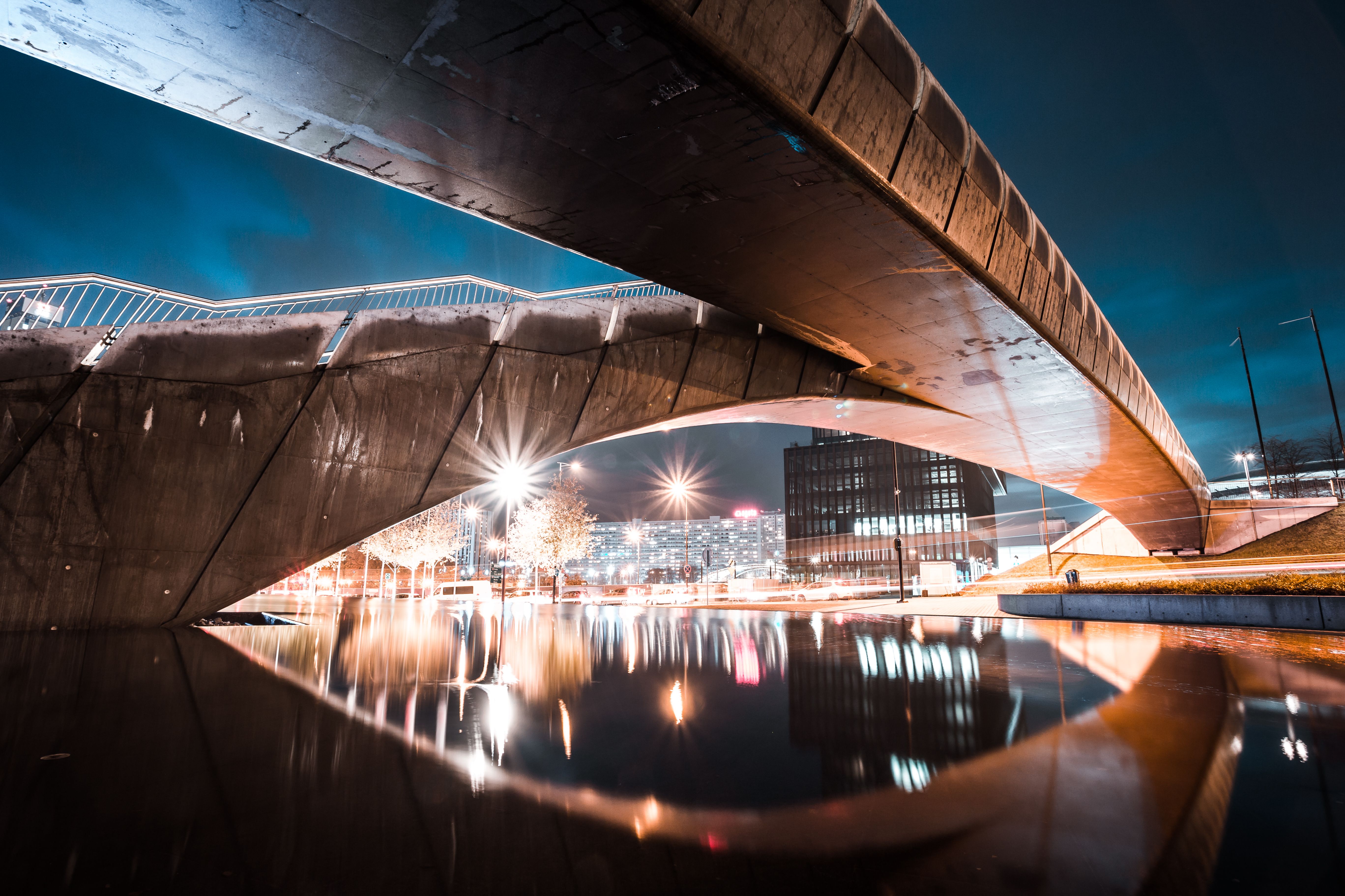 Modern Bridge at Night in Katowice, Poland · Free Stock Photo