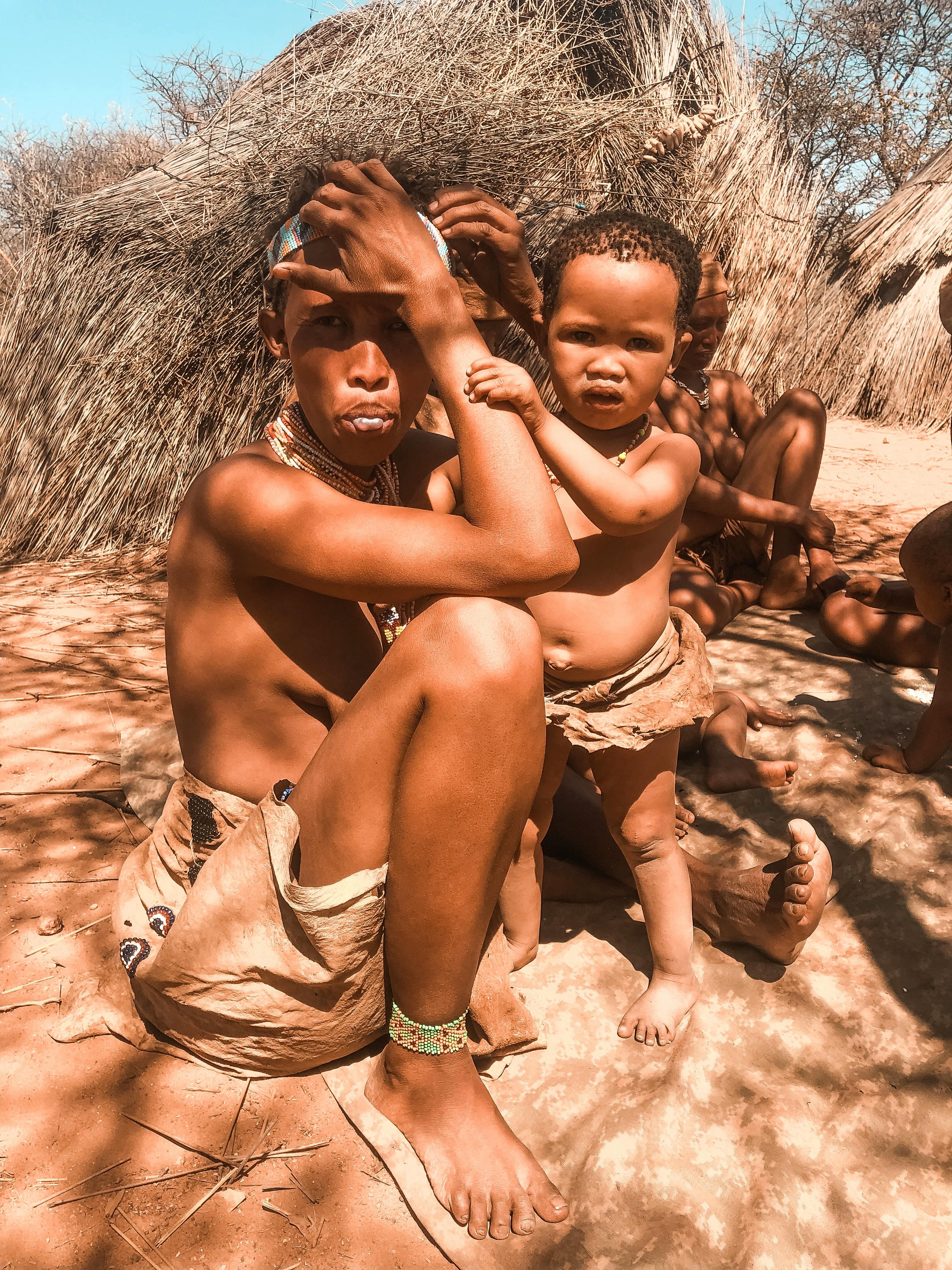 A close-up of an indigenous family in Namibia, capturing culture and tradition.