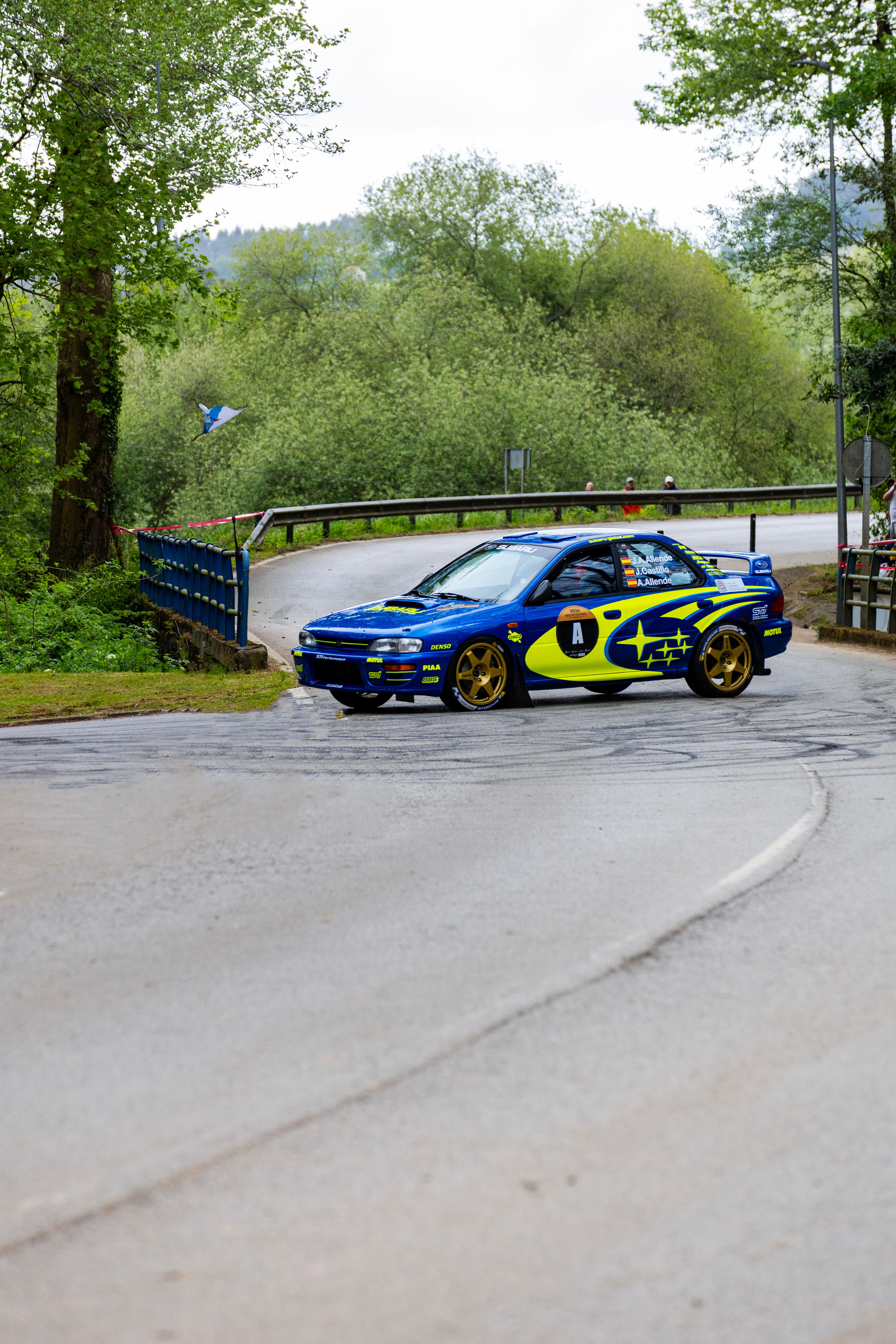 Blue Rally Car on Scenic Countryside Road · Free Stock Photo