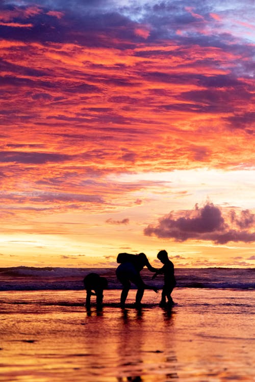 Безкоштовне стокове фото на тему «берег океану, діти, ефектне небо»