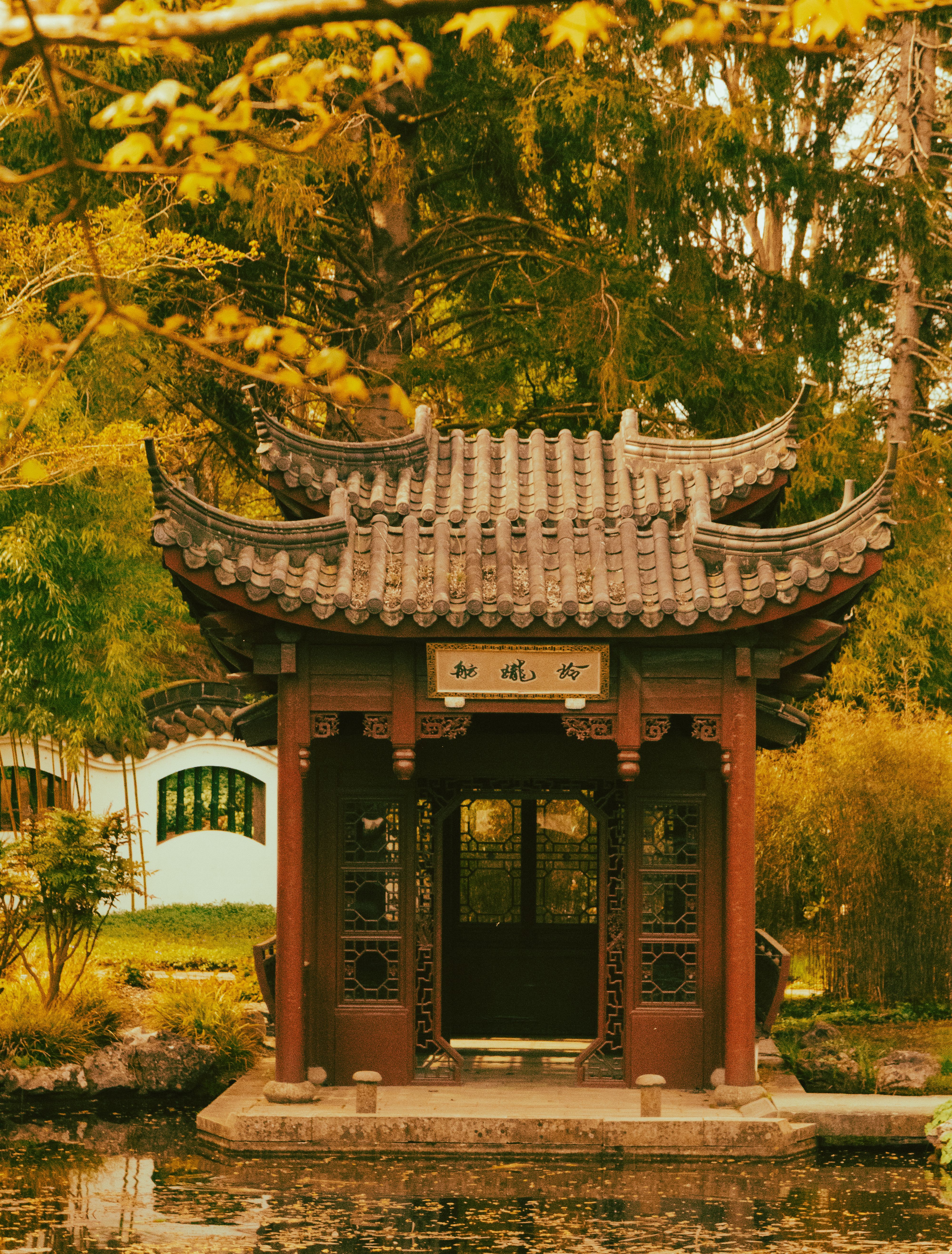 Multi-zone meditation pavilion with different practice areas