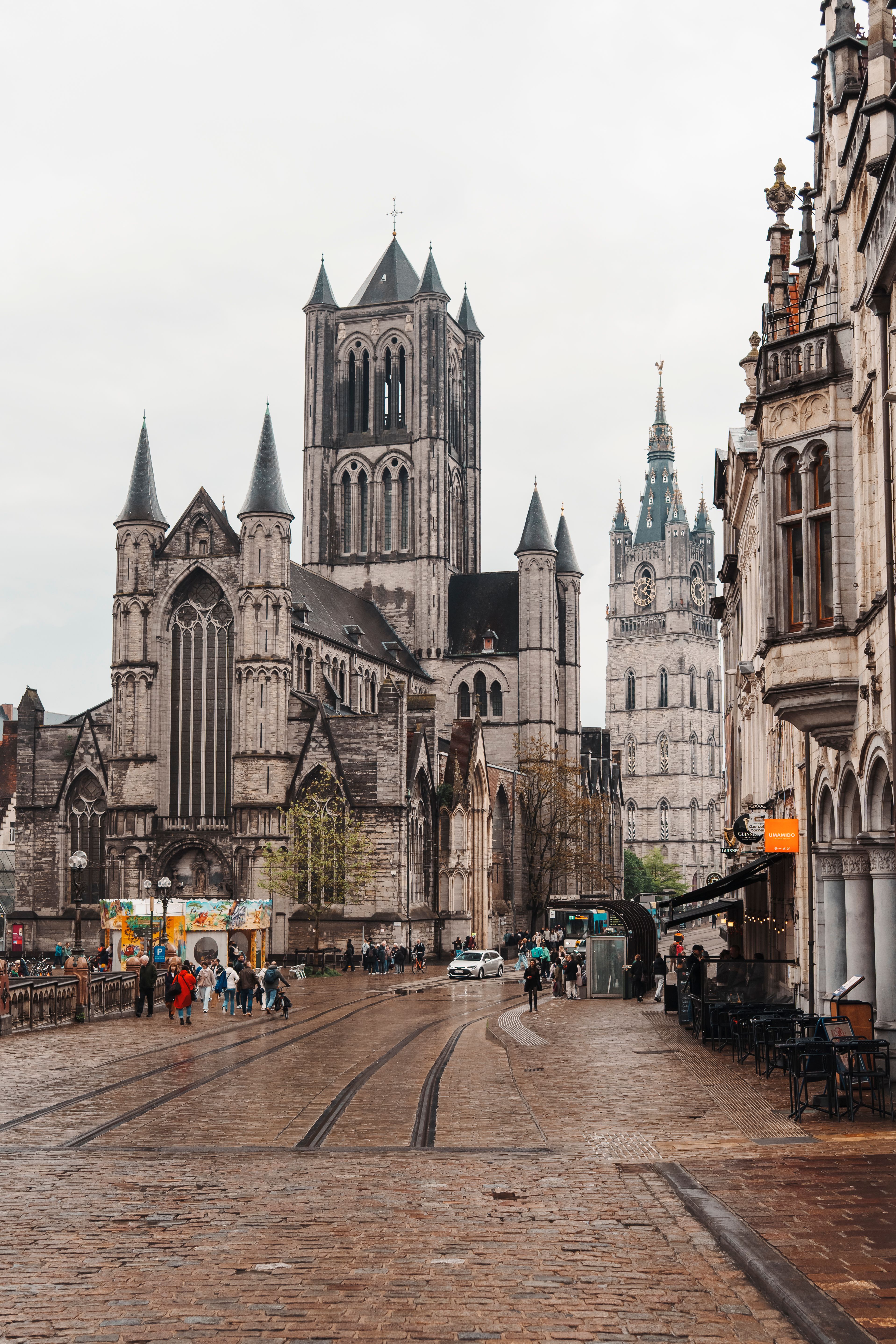 Ghent St Nicholas Church and belfry tower in the medieval Belgian city