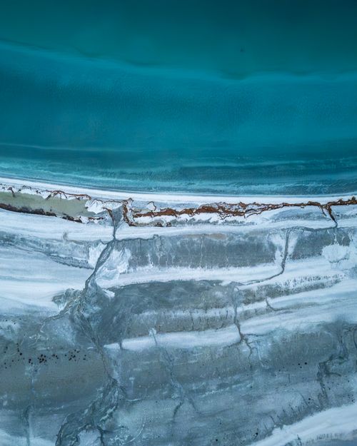 Free Stunning aerial view of Salda Lake in Türkiye, capturing the turquoise waters and unique white shoreline. Stock Photo