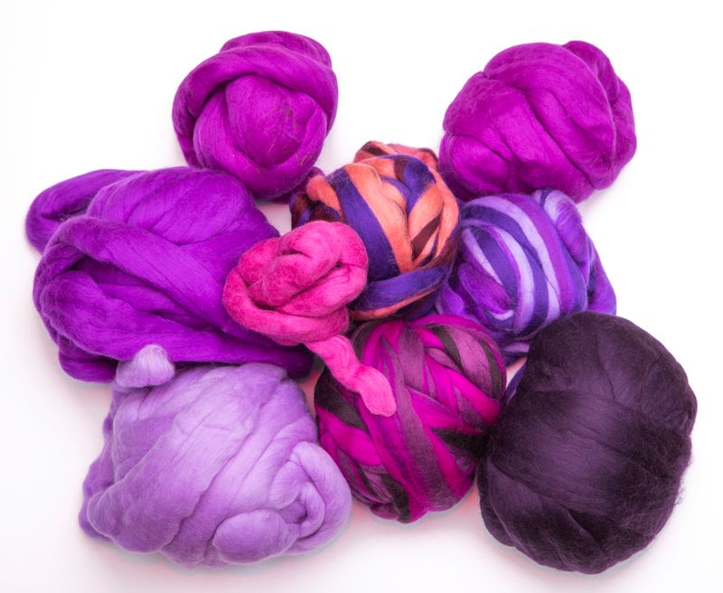 Vibrant purple wool roving for felting