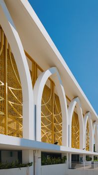 Stunning view of modern Islamic architectural design in Indonesia with geometric and decorative arches. - Fotografer Sidoarjo