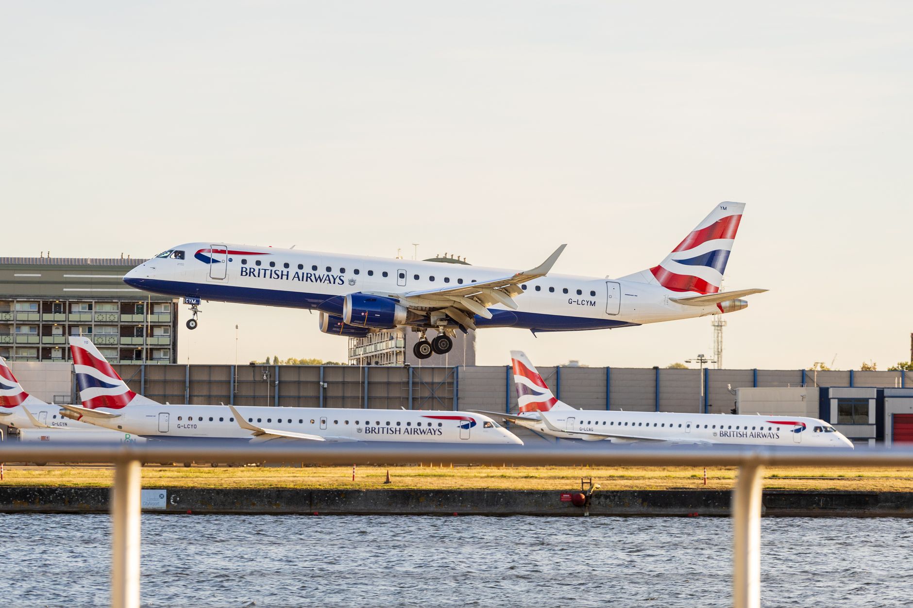 British Airways aircraft at a busy airport
