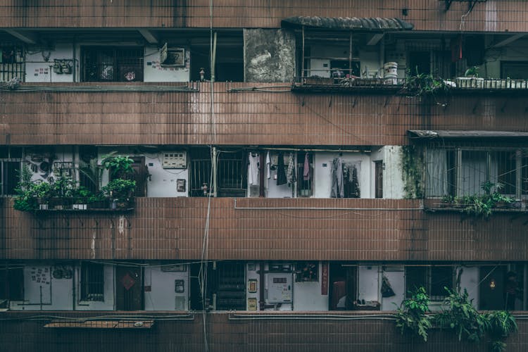 Old Residential Building With Shabby Walls