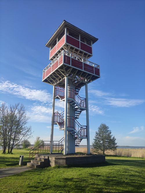 Free Bright spring day view of a birdwatching tower in Haapsalu, Estonia. Stock Photo