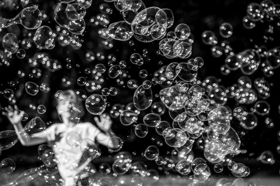 Sloosh Bubble Blowing Lawn Mower on Amazon showing bubbles and mower blades