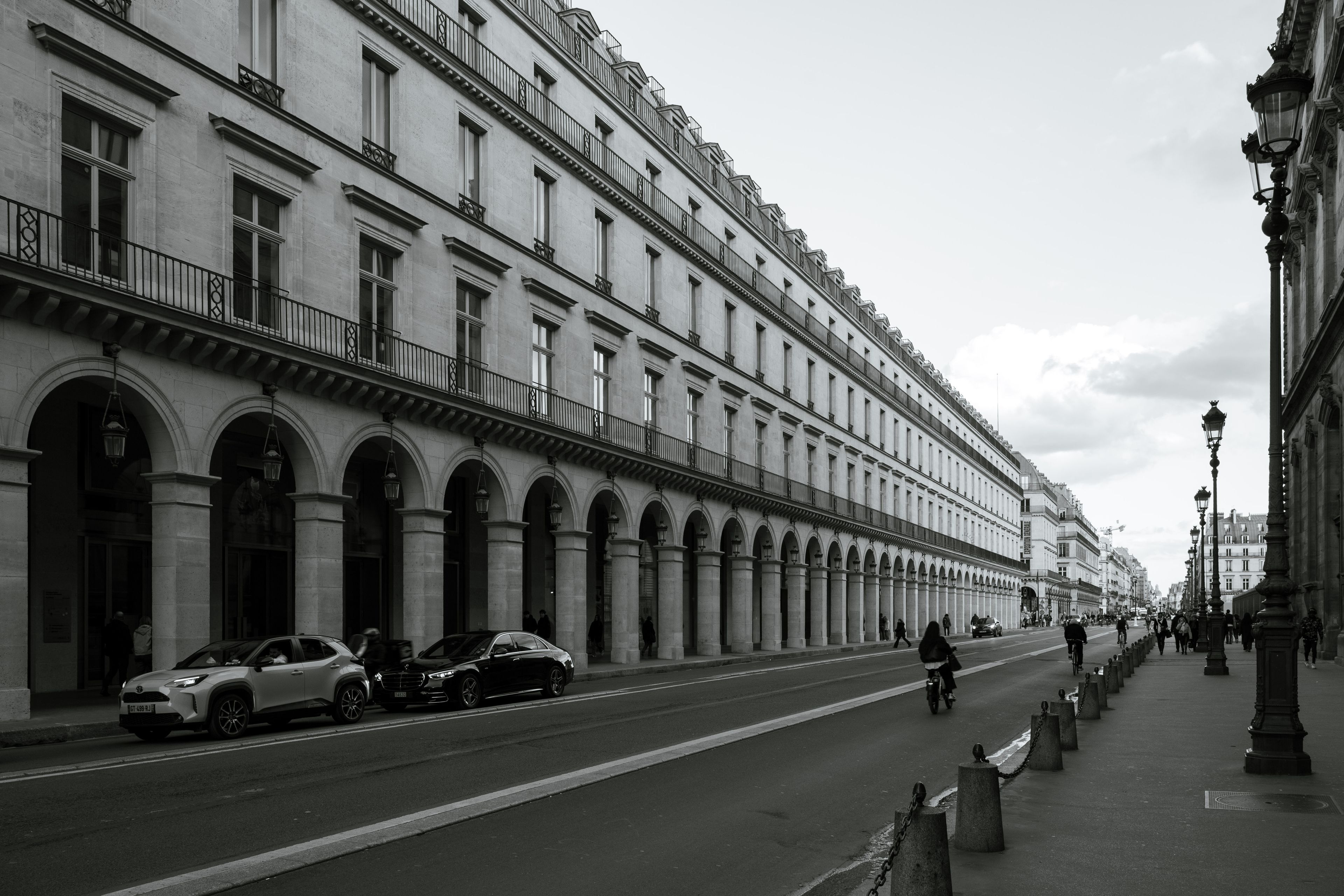 Palace hotel facade on Rue de Rivoli facing the Tuileries in Paris's 1st arrondissement