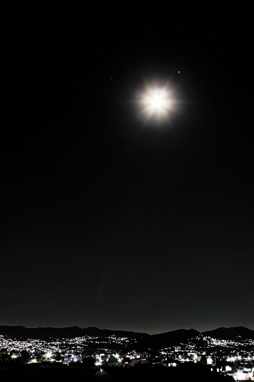 Bright Full Moon Over City Skyline at Night · Free Stock Photo
