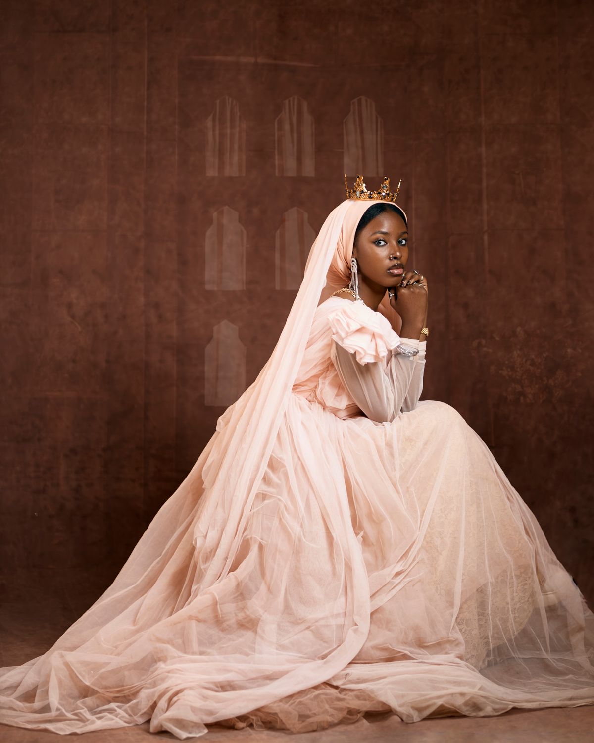 Elegant Portrait of a Woman in a Soft Pink Gown · Free Stock Photo