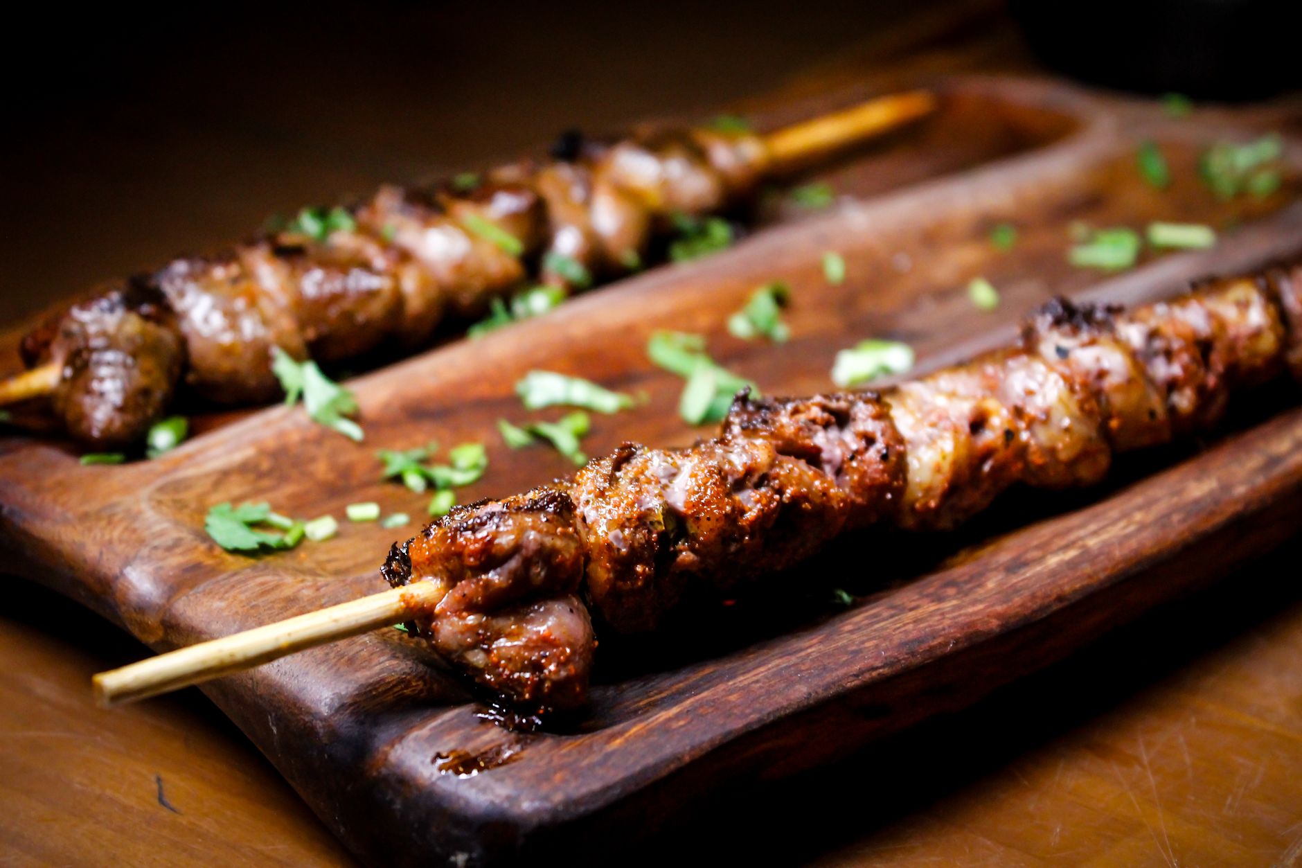 Grilled Nigerian beef suya skewers