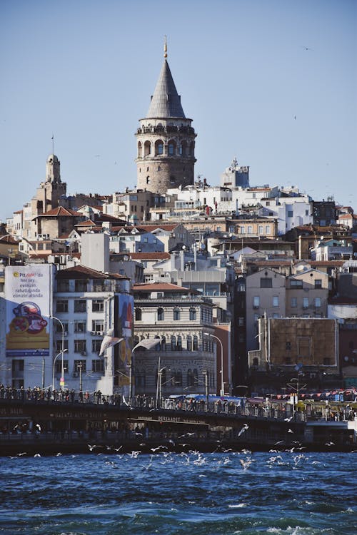 City Tower Among Buildings Near Water