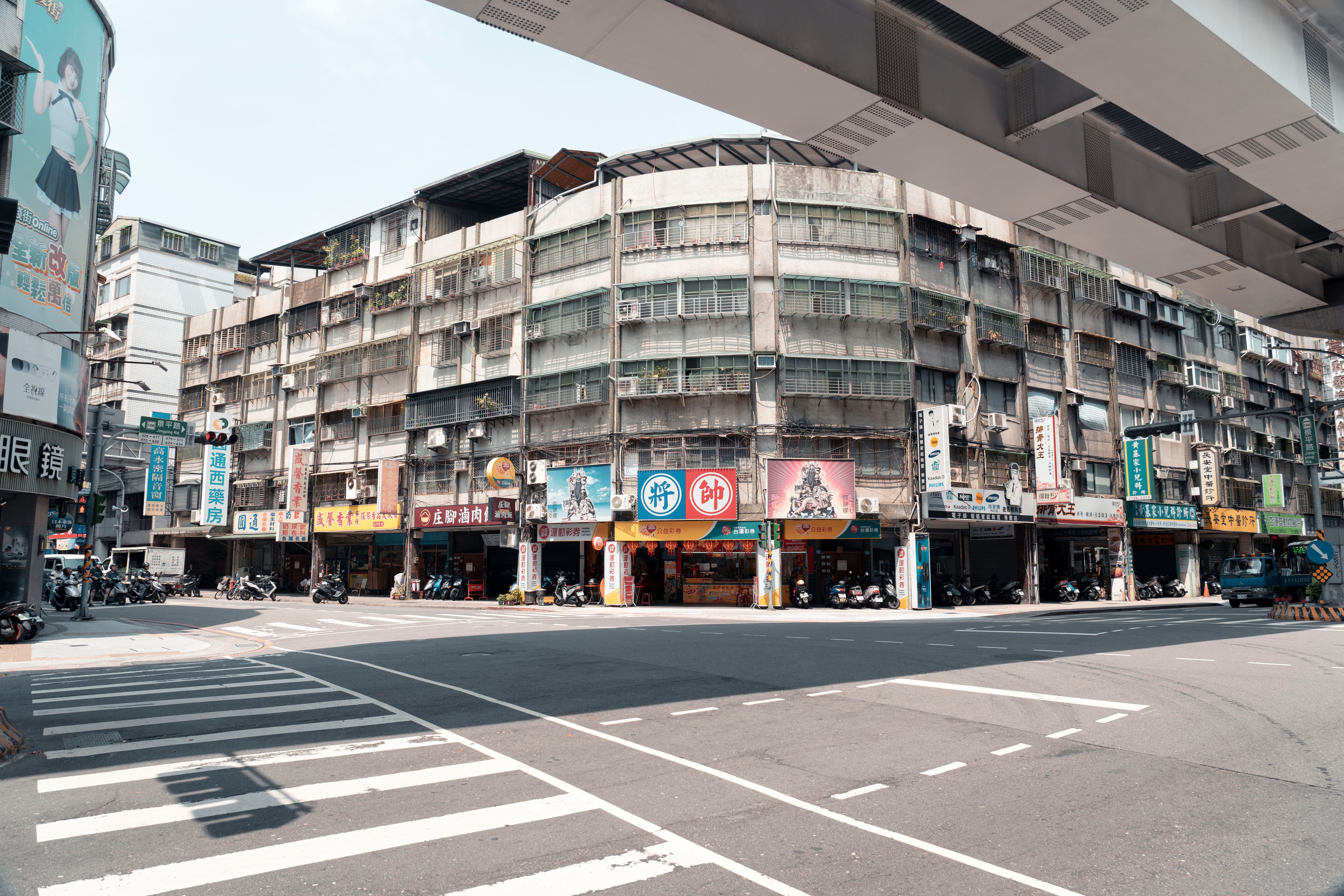 Ho city street scene with new modern shops and traditional architecture