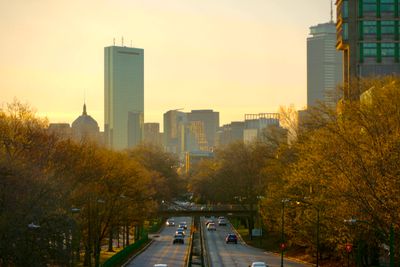 Massachusetts skyline near Everett