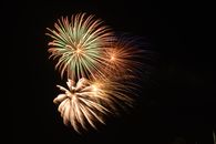 五彩缤纷的烟花直冲夜空，照亮了黑暗