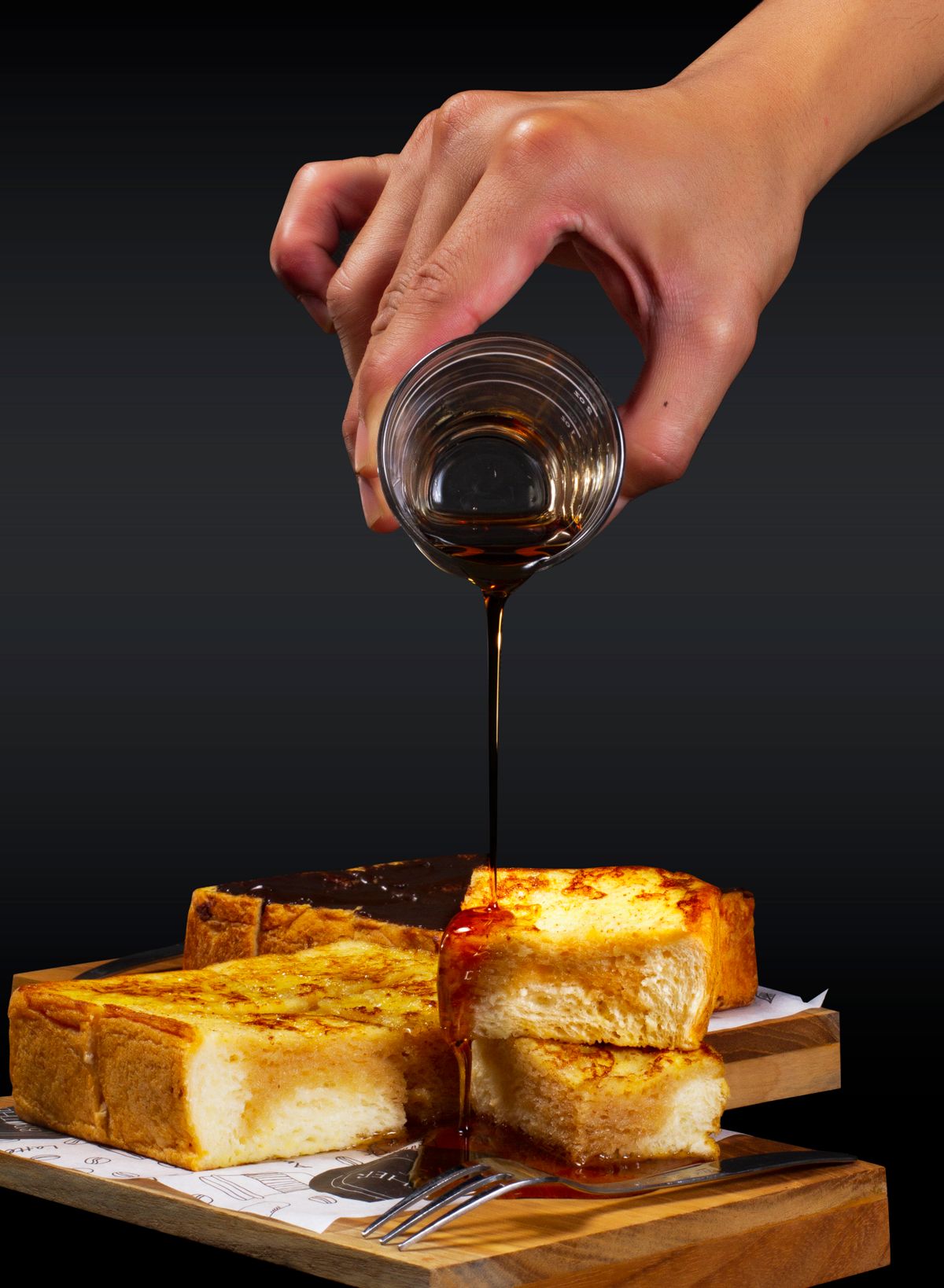 Golden French toast drizzled with syrup
