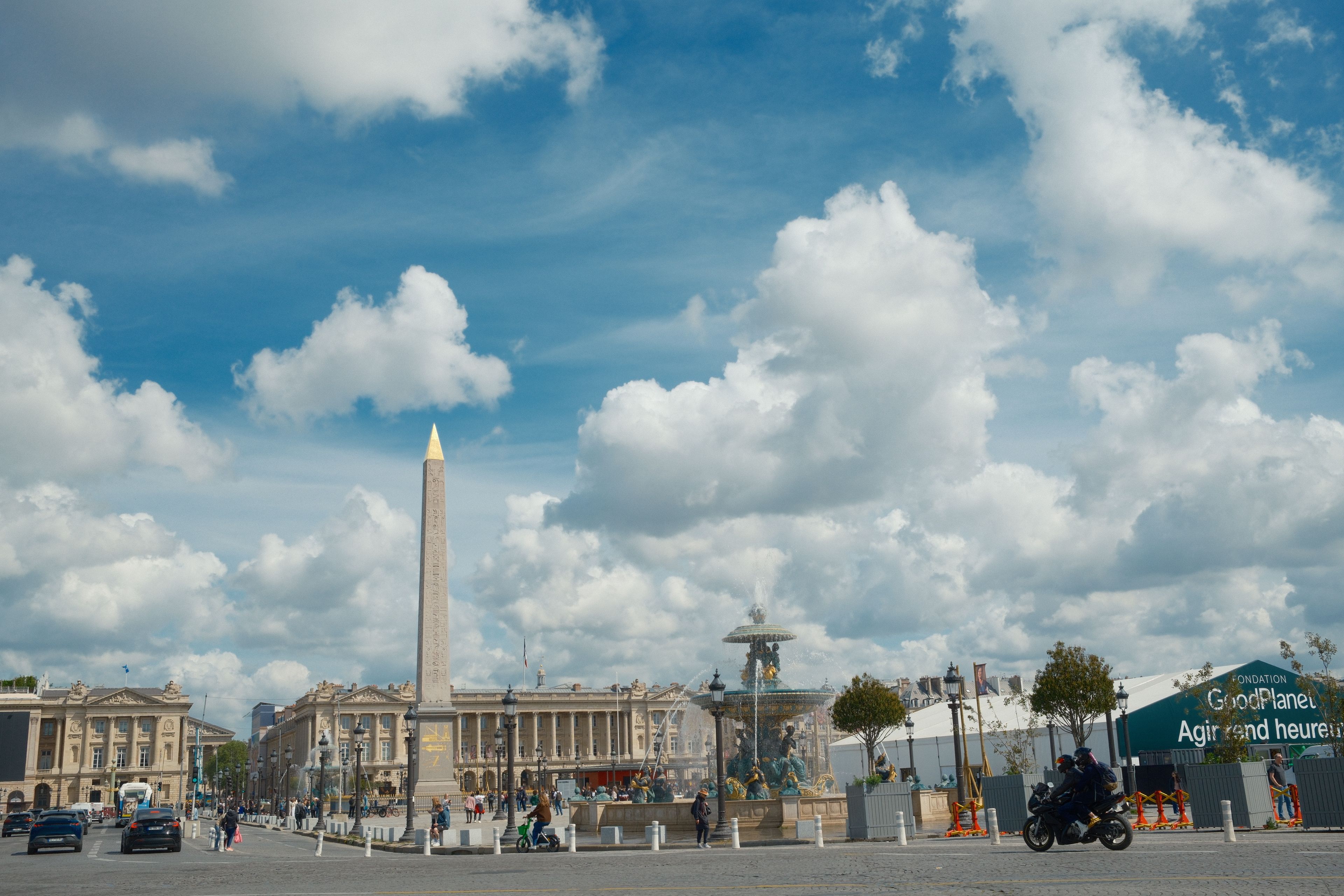 A vibrant daytime view of the Obelisk in Place de la Concorde, Paris showcasing classic architecture.