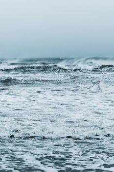 拍摄了冲击法国维桑海岸的强大海浪，展现了大自然的原始之美