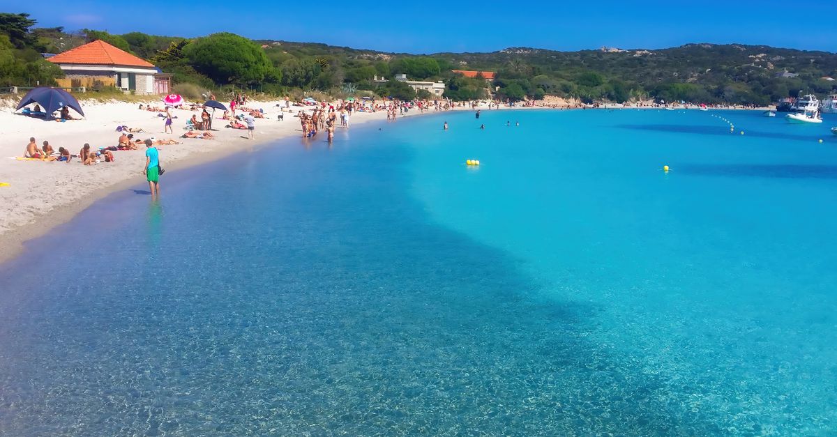 Clear turquoise water and white sand beach in Sardinia