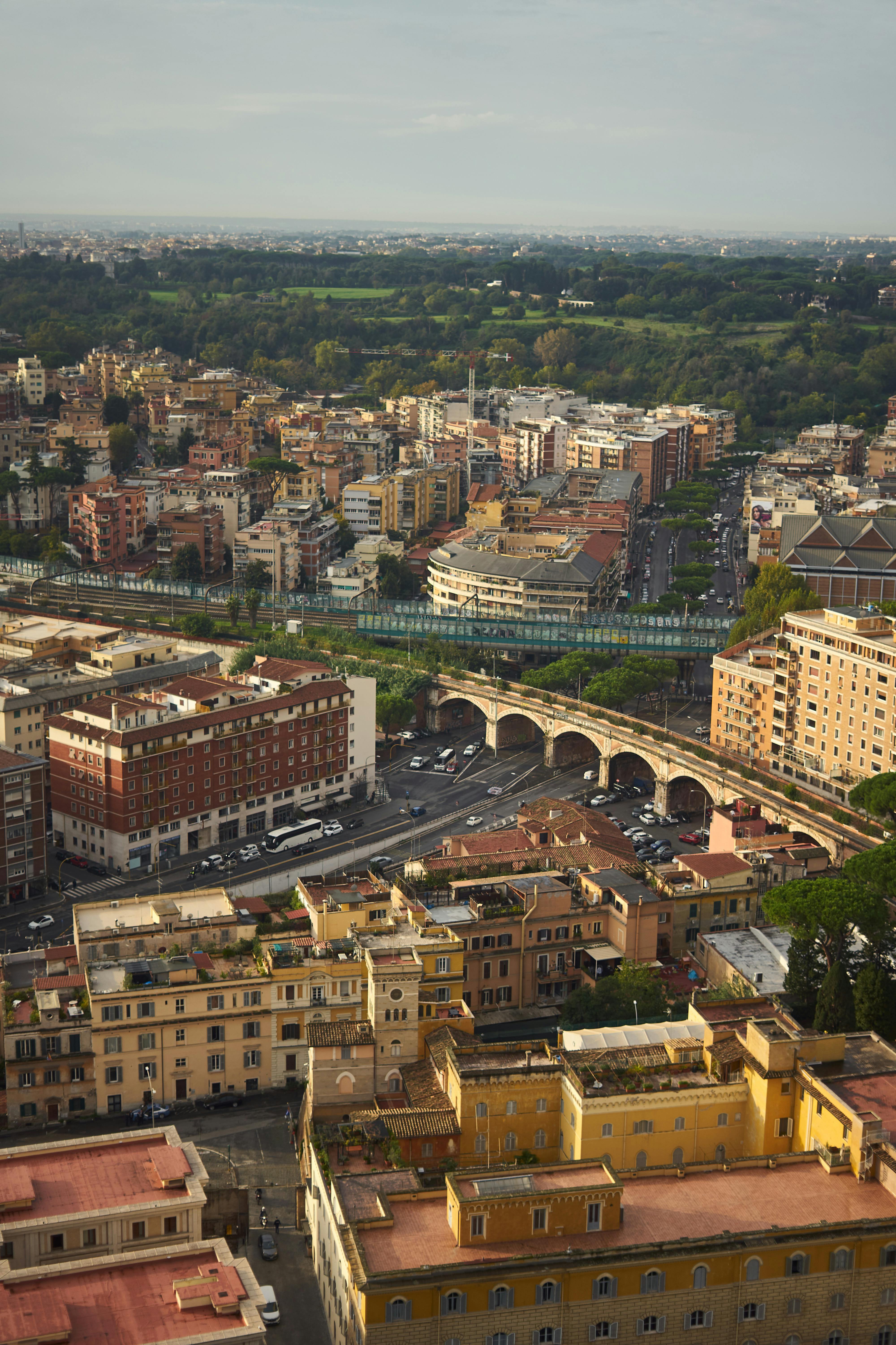 Stunning aerial view of Rome showcasing historic architecture and cityscape.
