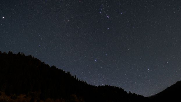 A breathtaking view of a star-filled night sky above silhouetted mountains, perfect for astronomy enthusiasts.